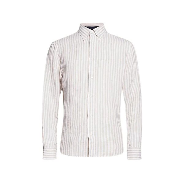 TOMMY HILFIGER Camicia di lino Camicia Uomo in lino a righe Bianco beige - Francavilla Moda